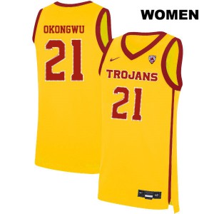 Womens Trojans #21 Onyeka Okongwu Yellow High School Jerseys 486715-941