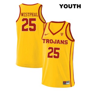 Youth USC Trojans #25 Paul Westphal Yellow style2 High School Jersey 905410-782