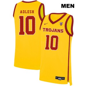 Men's USC Trojans #10 Quinton Adlesh Yellow Embroidery Jerseys 294567-589