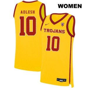 Womens USC Trojans #10 Quinton Adlesh Yellow Embroidery Jerseys 107579-485