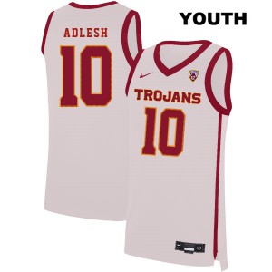 Youth Trojans #10 Quinton Adlesh White Basketball Jersey 496439-251
