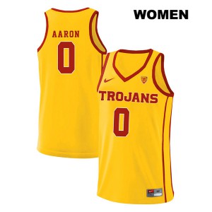 Women Trojans #0 Shaqquan Aaron Yellow style2 Stitch Jersey 213637-880