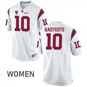 Womens Trojans #10 Palaie Gaoteote White Stitched Jerseys 614342-435