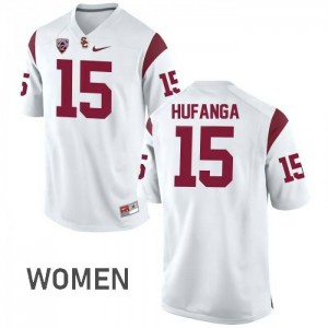 Womens Trojans #15 Talanoa Hufanga White Embroidery Jersey 514130-425