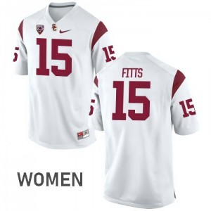 Women's Trojans #15 Thomas Fitts White Player Jerseys 131807-884