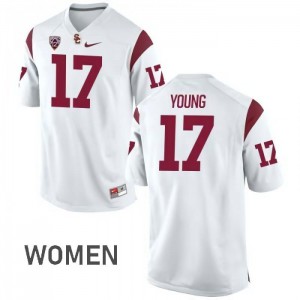 Women's USC Trojans #17 Keyshawn Pie Young White High School Jerseys 375924-503