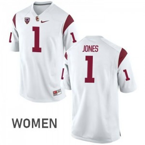 Women's Trojans #1 Jack Jones White High School Jerseys 990538-617
