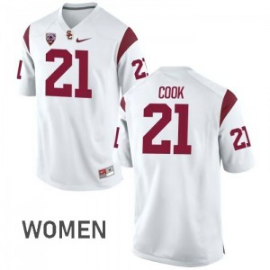 Women USC Trojans #21 Jamel Cook White Football Jersey 249655-952