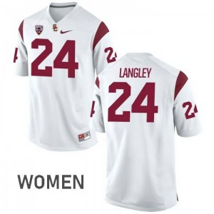 Women Trojans #24 Isaiah Langley White College Jersey 907396-479