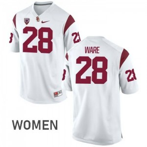 Women's USC Trojans #28 Aca'Cedric Ware White Stitch Jerseys 730687-709