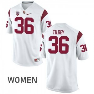 Women Trojans #36 Chris Tilbey White Football Jersey 798914-142