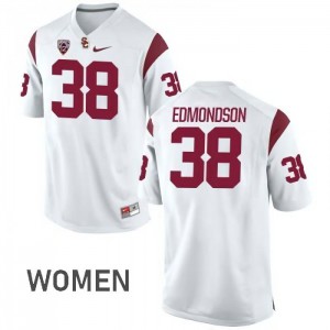 Womens USC Trojans #38 Chris Edmondson White College Jerseys 737083-636