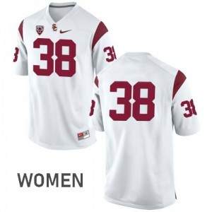 Womens Trojans #38 Reid Budrovich White No Name Football Jerseys 153694-442