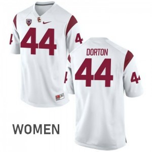 Women USC Trojans #44 Malik Dorton White Football Jersey 440401-917