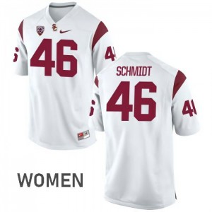 Women USC Trojans #46 Wyatt Schmidt White Football Jerseys 208587-786