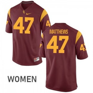 Women USC #47 Clay Matthews Cardinal Stitch Jerseys 312512-174