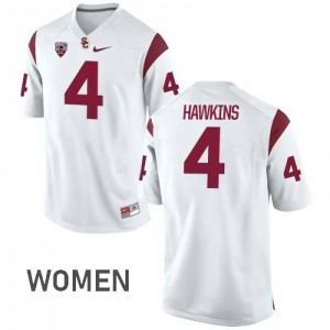 Womens USC Trojans #4 Chris Hawkins White NCAA Jerseys 215263-752