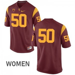 Women's Trojans #50 Grant Moore Cardinal No Name Embroidery Jerseys 213123-519