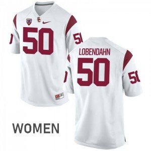 Womens USC Trojans #50 Toa Lobendahn White Alumni Jersey 365470-526