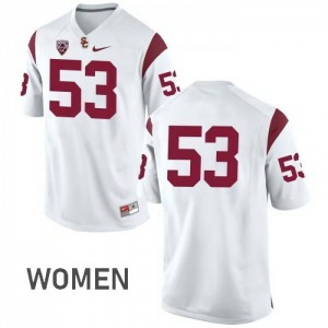 Womens Trojans #53 Kevin Scott White No Name Stitched Jersey 665015-189