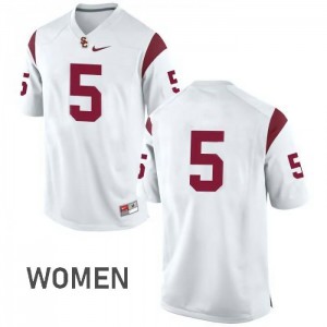 Women's USC Trojans #5 Reggie Bush White No Name University Jerseys 371272-559