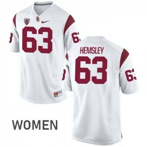 Womens USC Trojans #63 Roy Hemsley White Football Jerseys 317006-174