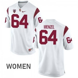 Womens Trojans #64 Richie Wenzel White High School Jersey 425211-422