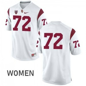 Women's Trojans #72 Andrew Vorhees White No Name Football Jerseys 451736-612