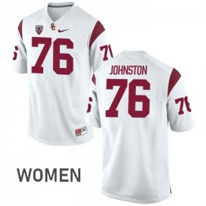 Womens Trojans #76 Clayton Johnston White High School Jerseys 136664-984