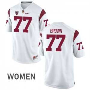 Women Trojans #77 Chris Brown White NCAA Jersey 254527-335