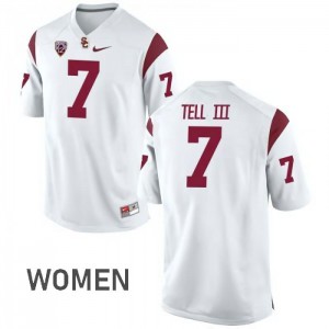 Women Trojans #7 Marvell Tell III White NCAA Jerseys 571706-951
