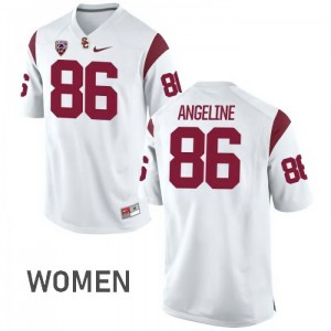 Women Trojans #86 Cary Angeline White Embroidery Jersey 993514-896