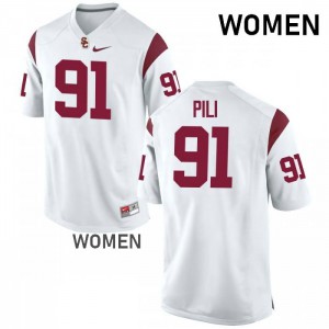 Womens USC #91 Brandon Pili White Stitched Jersey 590704-243