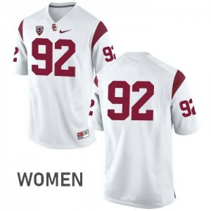 Womens USC Trojans #92 Jacob Daniel White No Name Stitched Jersey 208112-527