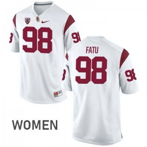 Women Trojans #98 Josh Fatu White Embroidery Jerseys 569704-228