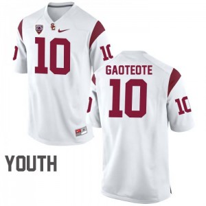 Youth USC #10 Palaie Gaoteote White Embroidery Jerseys 870876-842