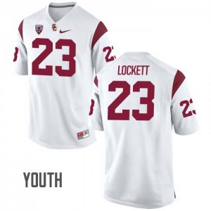 Youth USC Trojans #23 Jonathan Lockett White Embroidery Jerseys 159424-682