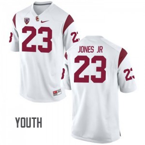 Youth USC Trojans #23 Velus Jones Jr White Football Jerseys 806557-893