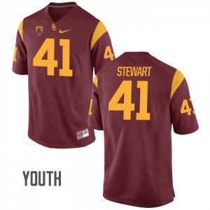 Youth Trojans #41 Milo Stewart Cardinal Stitch Jersey 435550-493