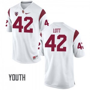 Youth Trojans #42 Ronnie Lott White Football Jerseys 639965-298