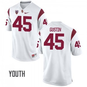Youth Trojans #45 Porter Gustin White Official Jersey 376860-148