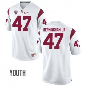 Youth Trojans #47 James Bermingham Jr White Stitched Jersey 130749-570