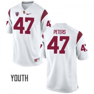 Youth Trojans #47 Reuben Peters White College Jerseys 160594-130