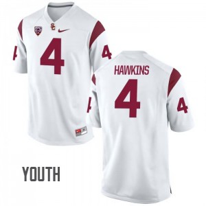 Youth USC Trojans #4 Chris Hawkins White NCAA Jersey 372575-915