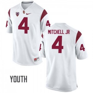 Youth Trojans #4 Steven Mitchell Jr White NCAA Jersey 689801-542