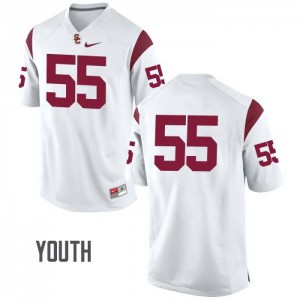 Youth Trojans #55 Junior Seau White No Name Stitch Jersey 424584-811
