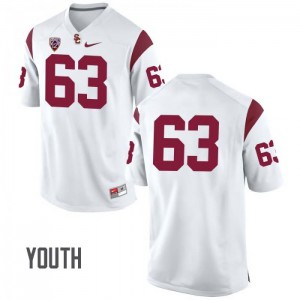 Youth USC Trojans #63 Roy Hemsley White No Name Embroidery Jerseys 148937-866