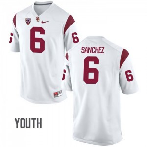 Youth USC #6 Mark Sanchez White Stitched Jersey 802113-857