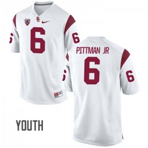 Youth Trojans #6 Michael Pittman Jr White Embroidery Jerseys 382932-976