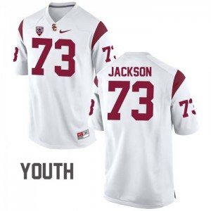 Youth Trojans #73 Austin Jackson White University Jerseys 427058-127